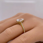 Load image into Gallery viewer, 3.00ct Pear Diamond Engagement Ring, Hidden Halo Claw Prong Teardrop Solitaire, Bridal Ring, Proposal Ring, Simulated Diamond