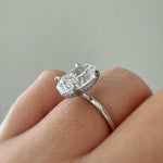 Load image into Gallery viewer, 3.00ct Oval Engagement Ring, Moissanite Oval Ring, Bridal Ring, Sterling Silver, Long Oval Moissanite Diamond Ring, 12x8 Oval