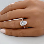 Load image into Gallery viewer, 3.00ct Pear Moissanite Engagement Ring, Teardrop Solitaire Ring, Hidden Halo Bridal Ring, Proposal Ring, Pear Moissanite Ring