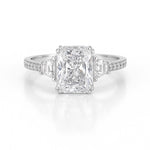 Load image into Gallery viewer, 2.00ct Radiant Cut Engagement Ring, Radiant & Trapezoid Diamond Solitaire Ring, Simulated Diamonds, Sterling Silver with Vermeil, Minimalist