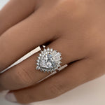 Load image into Gallery viewer, Art Deco Heart Moissanite Engagement Ring, Heart Ring, Heart Moissanite Statement Ring, Large Heart Ring, Art Deco Engagement Ring