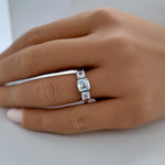 Load image into Gallery viewer, 2.00ct Asscher Cut Moissanite Ring, 3 Stone Asscher Moissanite Ring, Engagement Ring, Proposal Ring, Bridal Ring, Asscher Ring