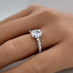 Load image into Gallery viewer, 2.50ct Oval Moissanite Engagement Ring, Solitaire Oval Moissanite Ring, Sterling Silver with Vermeil, Rope Band, Rope Twist Ring