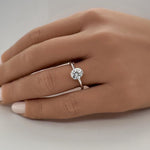 Load image into Gallery viewer, 1.00ct Round Moissanite Solitaire Ring, Bezel Moissanite Engagement Ring, Bridal Ring, Proposal Ring, Sterling Silver with Vermeil