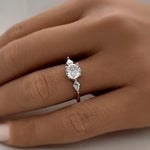 Load image into Gallery viewer, Round Brilliant Moissanite with Side Kite Accent Engagement Ring, Triangle Engagement Ring, Moissanite Engagement Ring, Kite Ring, Modern