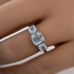 Load image into Gallery viewer, 2.00ct Asscher Cut Moissanite Ring, 3 Stone Asscher Moissanite Ring, Engagement Ring, Proposal Ring, Bridal Ring, Asscher Ring