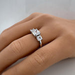 Load image into Gallery viewer, 2.00ct Asscher Cut Moissanite Ring, 3 Stone Asscher Moissanite Ring, Engagement Ring, Proposal Ring, Bridal Ring, Asscher Ring