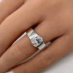 Load image into Gallery viewer, Oval Diamond Ring, Engagement Ring, Oval Lab Diamond, Sterling Silver, Bold Thick Band Modern Engagement Ring