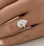 Load image into Gallery viewer, 4.00ct Pear Moissanite Engagement Ring, Pear Shape Proposal Ring, Teardrop Moissanite Solitaire, Bridal Ring, Sterling Silver with Vermeil