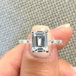 Load image into Gallery viewer, 1.75ct Emerald Cut Engagement Ring, Emerald Cut Baguette Band Ring, Emerald Cut CZ Baguette Ring Sterling Silver with Vermeil