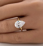 Load image into Gallery viewer, 4.00ct Pear Moissanite Engagement Ring, Pear Shape Proposal Ring, Teardrop Moissanite Solitaire, Bridal Ring, Sterling Silver with Vermeil