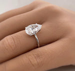Load image into Gallery viewer, 4.00ct Pear Moissanite Engagement Ring, Pear Shape Proposal Ring, Teardrop Moissanite Solitaire, Bridal Ring, Sterling Silver with Vermeil