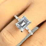Load image into Gallery viewer, 1.75ct Emerald Cut Engagement Ring, Emerald Cut Baguette Band Ring, Emerald Cut CZ Baguette Ring Sterling Silver with Vermeil