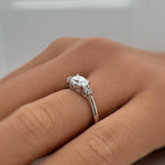 Load image into Gallery viewer, Oval Moissanite Ring, 3 Stone Oval Moissanite Ring, Sideways Oval Ring, Bridal Ring, Proposal Ring, Statement Ring, Sterling Silver, 14k