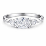 Load image into Gallery viewer, Oval Moissanite Ring, 3 Stone Oval Moissanite Ring, Sideways Oval Ring, Bridal Ring, Proposal Ring, Statement Ring, Sterling Silver, 14k