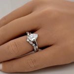 Load image into Gallery viewer, Pear Moissanite Engagement Ring, Hidden Halo, Teardrop Solitaire Ring, Moissanite Bridal Ring, Proposal Ring, Pear Moissanite Ring 1.25ct