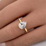 Load image into Gallery viewer, Pear Moissanite Engagement Ring, Hidden Halo, Teardrop Solitaire Ring, Moissanite Bridal Ring, Proposal Ring, Pear Moissanite Ring 1.25ct
