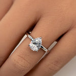 Load image into Gallery viewer, Pear Moissanite Engagement Ring, Hidden Halo, Teardrop Solitaire Ring, Moissanite Bridal Ring, Proposal Ring, Pear Moissanite Ring 1.25ct
