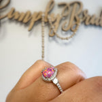 Load image into Gallery viewer, Pink Fire Opal Halo Ring, Art Deco Engagement Ring Opal Wedding Ring Pear Opal Diamond Ring Pear Opal Halo Engagement Promise