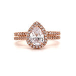 Load image into Gallery viewer, 1.00ct Teardrop Engagement Ring Set – 14K Gold Pear Cut Bridal Set - Lab Diamond's