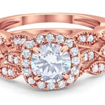 Load image into Gallery viewer, 3 Ring Set 1.00ct Round Halo Engagement Ring Set