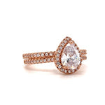 Load image into Gallery viewer, 1.00ct Teardrop Engagement Ring Set – 14K Gold Pear Cut Bridal Set - Lab Diamond's