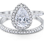 Load image into Gallery viewer, 1.00ct Teardrop Engagement Ring Set – 14K Gold Pear Cut Bridal Set - Lab Diamond's