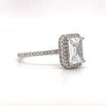 Load image into Gallery viewer, 1.75ct Moissanite Emerald Cut Halo Engagement Ring