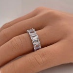 Load image into Gallery viewer, Large Emerald Diamond Eternity Band