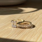 Load image into Gallery viewer, 1.75ct Emerald Cut Moissanite Engagement Ring Set