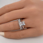 Load image into Gallery viewer, 1.75ct Emerald Cut Moissanite Engagement Ring Set