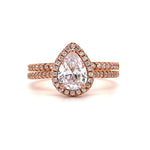Load image into Gallery viewer, 1.00ct Teardrop Engagement Ring Set – 14K Gold Pear Cut Bridal Set - Lab Diamond's
