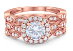 Load image into Gallery viewer, 3 Ring Set 1.00ct Round Halo Engagement Ring Set