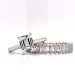 Load image into Gallery viewer, 1.75ct Emerald Cut Moissanite Engagement Ring Set