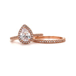 Load image into Gallery viewer, 1.00ct Teardrop Engagement Ring Set – 14K Gold Pear Cut Bridal Set - Lab Diamond's