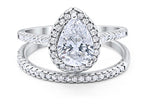 Load image into Gallery viewer, 1.00ct Teardrop Engagement Ring Set – 14K Gold Pear Cut Bridal Set - Lab Diamond's