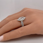 Load image into Gallery viewer, 1.50ct Marquise Halo Moissanite Engagement Ring