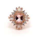 Load image into Gallery viewer, Oval Morganite Ring in 14K Gold – Art Deco Vintage-Inspired Design