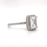 Load image into Gallery viewer, 1.75ct Moissanite Emerald Cut Halo Engagement Ring