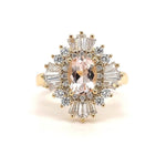 Load image into Gallery viewer, Oval Morganite Ring in 14K Gold – Art Deco Vintage-Inspired Design
