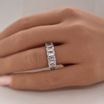 Load image into Gallery viewer, Large Emerald Diamond Eternity Band