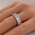 Load image into Gallery viewer, Large Emerald Diamond Eternity Band