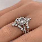 Load image into Gallery viewer, 1.00ct Pear Halo Ring Set