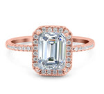 Load image into Gallery viewer, 1.75ct Moissanite Emerald Cut Halo Engagement Ring