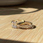 Load image into Gallery viewer, 1.75ct Emerald Cut Moissanite Engagement Ring Set