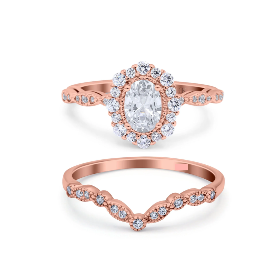 Ashely: Art Deco Semi Mount Set Rose Gold Vermeil