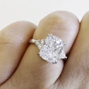 Elongated Cushion Cut 3.50ct Lab Diamond Engagement Ring: 14k Gold Double Prong, IGI Certified