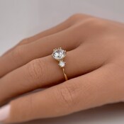 3 Diamond Engagement Ring, Triple Stone Ring, Dainty Engagement Ring, Minimalist, 1.50ct 3 Diamonds, Lab Grown, 14k Gold