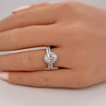 Load image into Gallery viewer, 1.00ct Oval Lab Diamond Engagement Ring, 14k Solid Gold Oval Wedding Ring, Oval Certified Lab Diamond Halo Engagement Ring, Bridal Ring