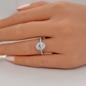 1.00ct Oval Lab Diamond Engagement Ring, 14k Solid Gold Oval Wedding Ring, Oval Certified Lab Diamond Halo Engagement Ring, Bridal Ring